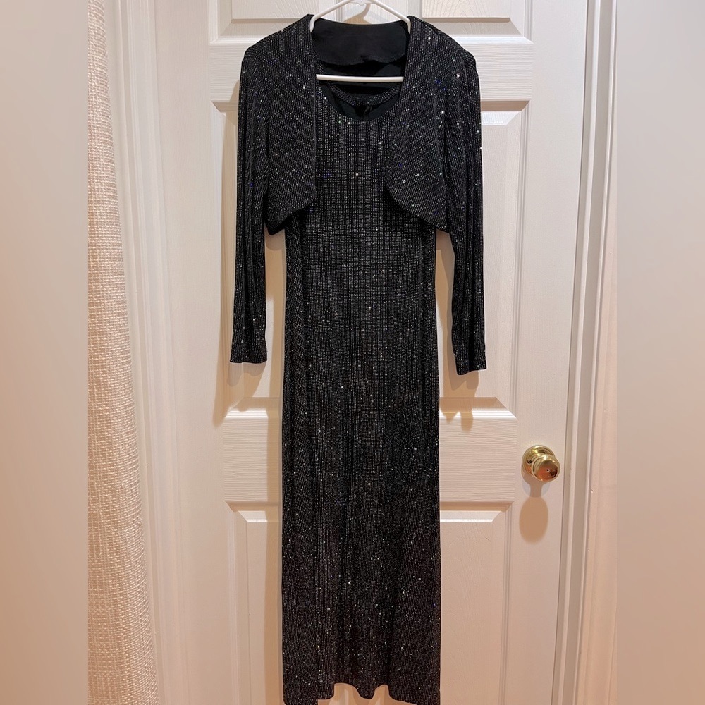 Sparkly 2-piece Elegant Black Glitter Dress